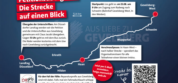 Petitionsübergabe: Anmeldung und Strecke